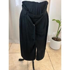 Uniqlo Black Wrap Tie Cropped Wide Leg Pants Office Siren Coquette M